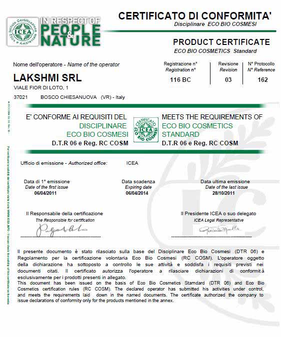 ICEA certificering LAKSHMI